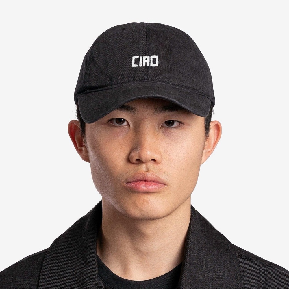 Clare V Black Cap with White CIAO Embroidery